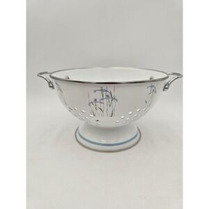 Vintage Corelle Coordinates Shadow Iris Colander Strainer Enamel Metal